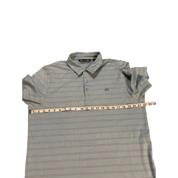 Travis Mathew Polo Shirt Two Tone Blue Stripes‎ Size Large Golf Dad Colorful - Picture 6 of 8